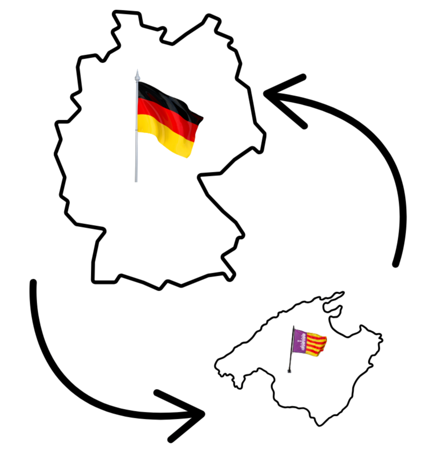Eine deutsche Fahne weht an einer Fahnenstange vor schwarzem Hintergrund